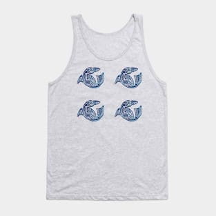 Four blue dolphins, tattoo Tank Top